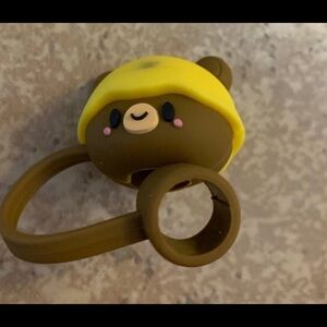 New! Silicone Brown Bear Straw Topper for large diameter drinking straws